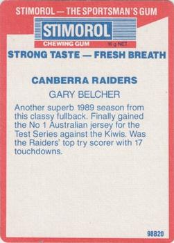 1990 Stimorol NRL #3 Gary Belcher Back